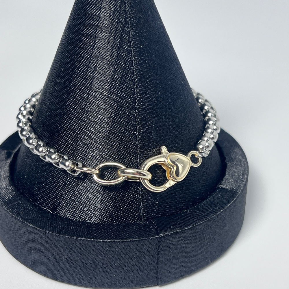 Silver, Gold and Pink Heart Bracelet - Picture 3 of 3